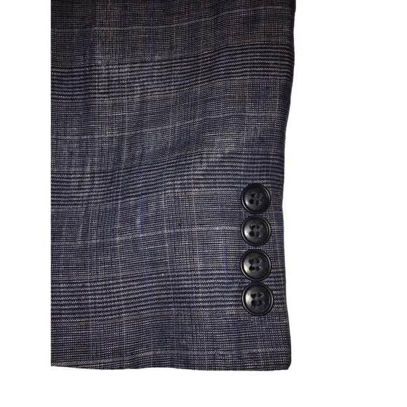 Egara Slim Two Button Unstructured Blazer Linen Sport Coat Jacket Men Size 44R ?